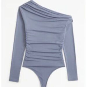 Abercrombie - Long Sleeve Asymmetrical Bodysuit - Blue, Size L